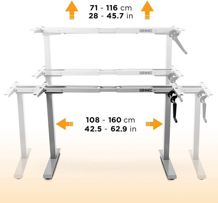 Duronic TM00 GY Telaio per scrivania - Altezza regolabile 71 - 116 cm manuale - Postazione di lavoro ergonomica - 2 Livelli - Robusta e personalizzabile  Argento