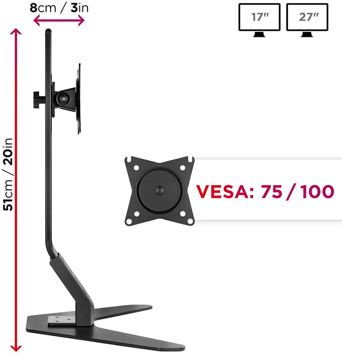 Duronic DM12D1 Supporto da scrivania per 1 monitor 17  27 staffa supporto monitor / schermo da tavolo VESA MAX 100 x 100mm struttura in acciaio base in metallo battuto portata 8kg