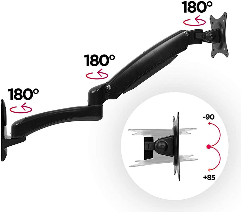 Duronic DM55W1X2 Supporto monitor da parete | Per schermi da 15 a 27 pollici | Inclinazione regolabile | Capacità 7,8kg |VESA 70 100 | Supporto ergonomico murale | Con ganci gestione cavi | Universale