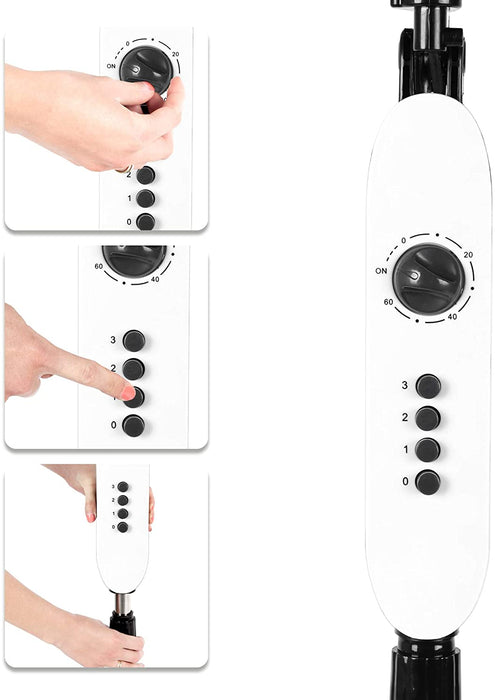 Duronic FN45 Ventilatore a piantana 60W | 3 velocità | 120 a 140 cm regolabile in altezza | 5 Pale ultra silenzioso con timer fino a 1h | Ventola oscillante | Base circolare | Per uso notturno