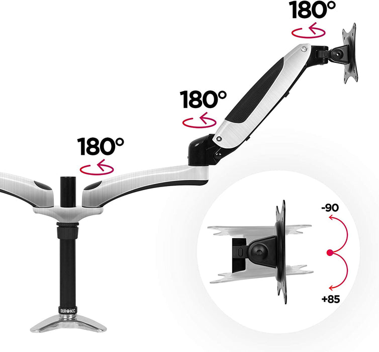 Duronic DM652 BK Supporto Monitor doppio per 2 schermi da 15-27 pollici, Braccio monitor PC ergonomico fino 8kg, VESA 75/100mm, regolabile altezza inclinazione girevole, per ufficio casa scuola, nero