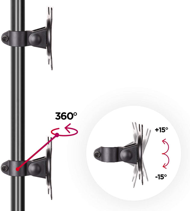 Duronic DM15D2V2 BK Doppio supporto monitor con base dappoggio | 2 schermi 13-32 | Altezza regolabile | Capacità 8 kg | VESA 75/100