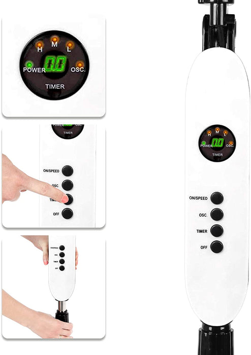 Duronic FN65 Ventilatore a piantana 60W | 3 velocità | 115 a 132 cm regolabile in altezza | 5 Pale ultra silenzioso con telecomando e timer | ventola oscillante | Base circolare | Per uso notturno