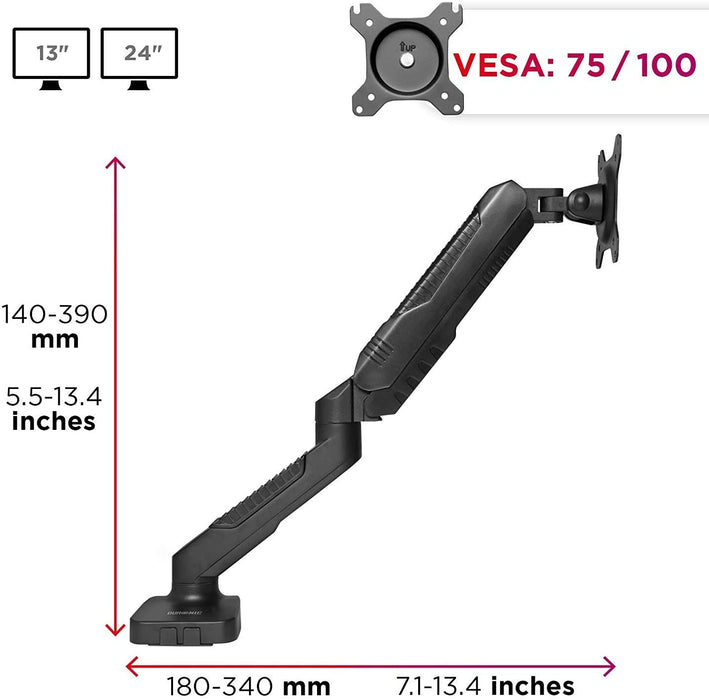 Duronic DMDC5X1 Supporto da scrivania monitor 13  24 staffa schermo con braccio estensore regolazione a gas morsetto tavolo VESA MAX 100 x 100mm struttura in acciaio INOX portata 6.5kg
