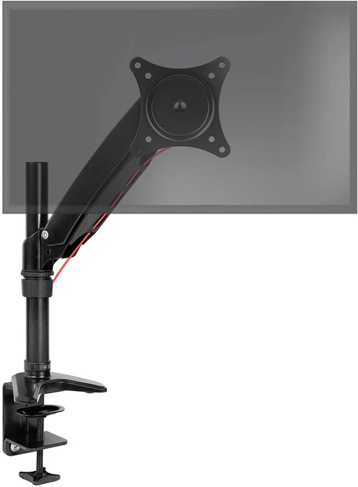 Duronic DM551X1 BK Braccio per un monitor da 15 a 27 pollici | Supporto per schermo singolo | Inclinabile e altezza facilmente regolabile | VESA 75 100 | Supporto monitor PC ergonomico con morsetto