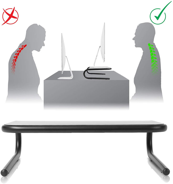 Duronic DM071 Supporto monitor | Supporto Laptop per scrivania 24 x 35 cm | Mobile per schermo capacità fino a 10 kg | Rialzo ergonomico per schermo Nootebook e stampante | Piattaforma nero