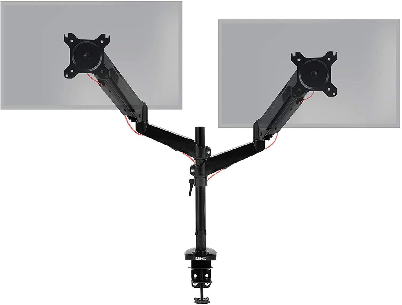 Duronic DMG52 Supporto da scrivania per 2 monitor 15  27 staffa schermo con due braccia regolazione a gas morsetto tavolo VESA MAX 100 x 100mm acciaio INOX portata 8kg