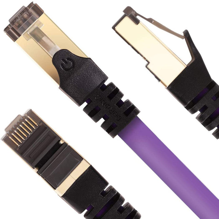 Duronic CAT8 PE 5 m | Cavo di Rete ethernet schermato S/FTP Viola | Cavo ethernet Patch superveloce | Supporta fino a 2 GHz / 2000 MHz | Connettori RJ45 | Trasmissione dati 40 gigabit