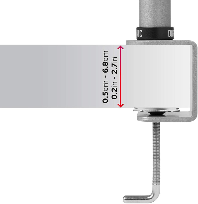 Duronic DM352 SR Braccio per 2 monitor da 13 a 27 pollici | Supporto schermi doppio | Inclinazione e altezza regolabile | VESA 75 100 | Supporto monitor ergonomico doppio articolato per PC argento