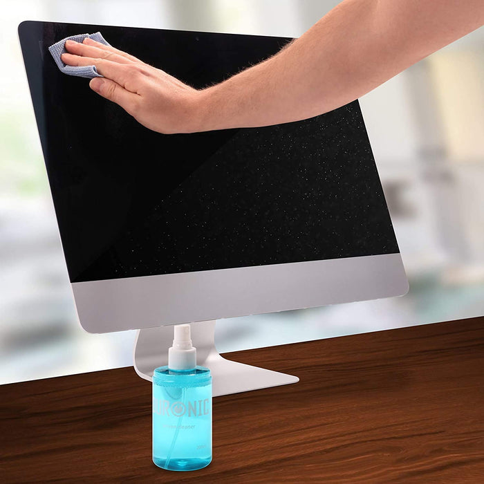 Duronic SCK102 Kit di pulizia - 2 Flaconi da 200ml con panno in microfibra - Detergente liquido PH neutro per monitor TV PC smartphone - Non lascia aloni o macchie