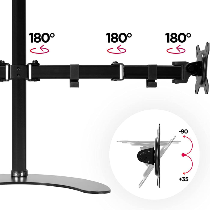 Duronic DM15D2 BK Supporto monitor da scrivania Supporto con piedistallo per 2 monitor 13-27 Altezza regolabile Adatto a monitor fino a 8 kg - VESA 75/100