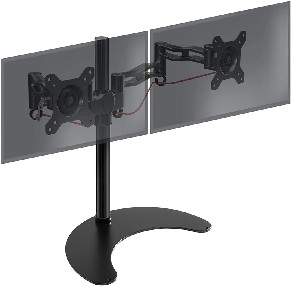 Duronic DM35D2 BK Supporto Monitor doppio per 2 schermi da 13-27 pollici, Braccio monitor PC ergonomico fino 8kg, VESA 75/100mm, regolabile altezza inclinazione girevole, per ufficio casa scuola, nero