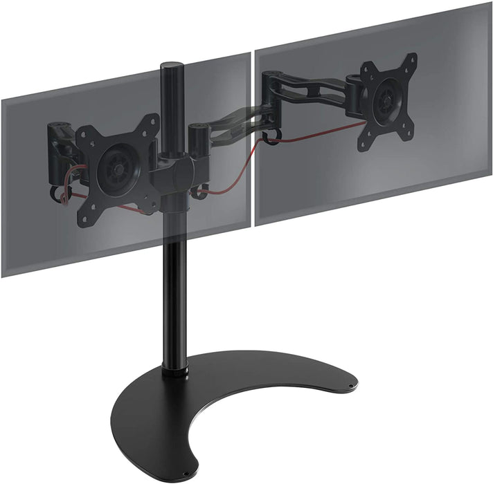 Duronic DM35D2 BK Supporto Monitor doppio per 2 schermi da 13-27 pollici, Braccio monitor PC ergonomico fino 8kg, VESA 75/100mm, regolabile altezza inclinazione girevole, per ufficio casa scuola, nero