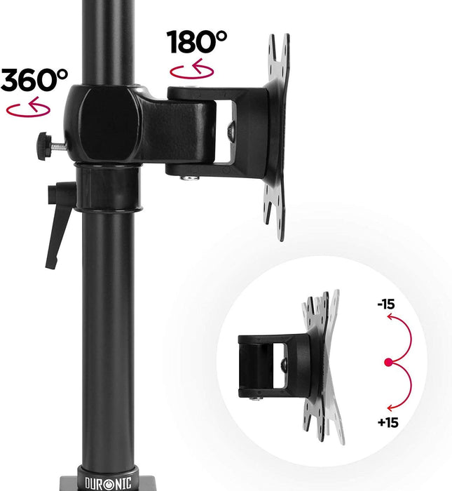 Duronic DM35V2X1 Supporto Monitor doppio per 2 schermi da 13-27 pollici, Braccio monitor PC ergonomico fino 8kg, VESA 75/100mm, regolabile altezza inclinazione girevole, per ufficio casa scuola, nero