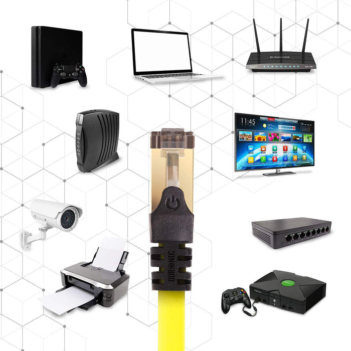 Duronic CAT8 YW 1,5 m | Cavo di Rete ethernet schermato S/FTP giallo | Cavo ethernet Patch superveloce | Supporta fino a 2 GHz / 2000 MHz | Connettori RJ45 | Trasmissione dati 40 gigabit