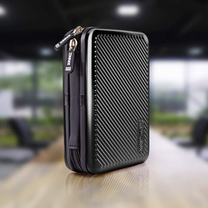 Duronic HDC3 BK Custodia rigida protettiva per disco rigido GPS carica batteria portatile | Borsa per dischi rigidi esterni 11 x 16 cm | nero | Alluminio antiurto | Leggero e Compatto