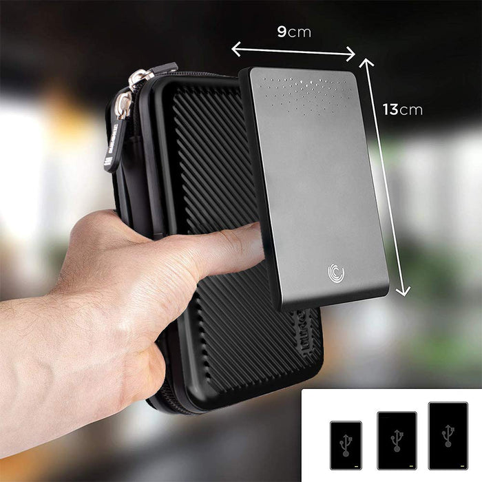 Duronic HDC3 BK Custodia rigida protettiva per disco rigido GPS carica batteria portatile | Borsa per dischi rigidi esterni 11 x 16 cm | nero | Alluminio antiurto | Leggero e Compatto