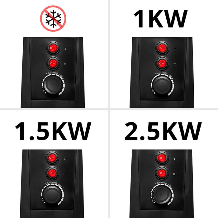 Duronic HV101 Stufa elettrica con pannelli in mica 2500 W  Termoconvettore con termostato integrato  3 funzioni di riscaldamento - Riscaldatore Micatermico a basso consumo - Riscaldamento rapido