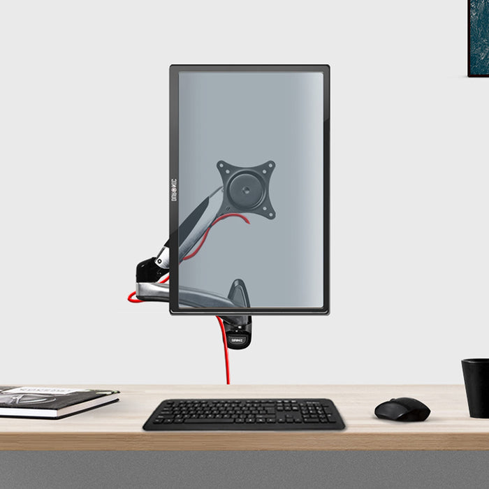 Duronic DM65W1X2 Supporto monitor da parete | Per schermi da 15 a 27 pollici | Inclinazione regolabile | Capacità 8 kg |VESA 70 100 | Supporto ergonomico murale | Con ganci gestione cavi | Universale