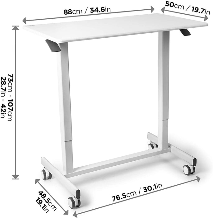Duronic TM03T Scrivania regolabile | Scrivania ergonomica bianca | Superficie 88x50 cm | Altezza regolabile 73-107 cm | Capacità 15 kg |Tavolo da ufficio multiuso con ruote | Per adulti e bambini