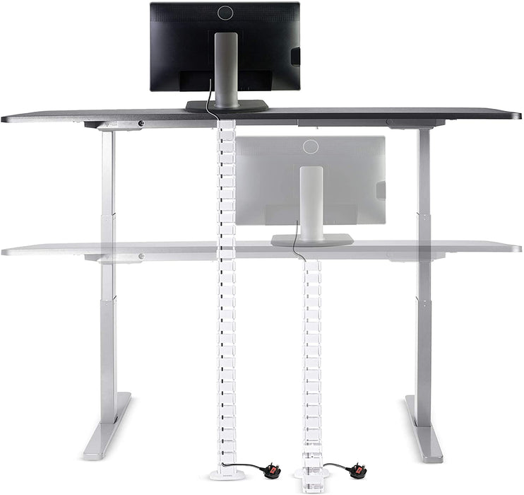 Duronic CM1DM Canalina per la gestione dei cavi - Regolabile in altezza - 4 canali per tavoli da ufficio - lunghezza 130 cm - Ideale per postazioni di lavoro