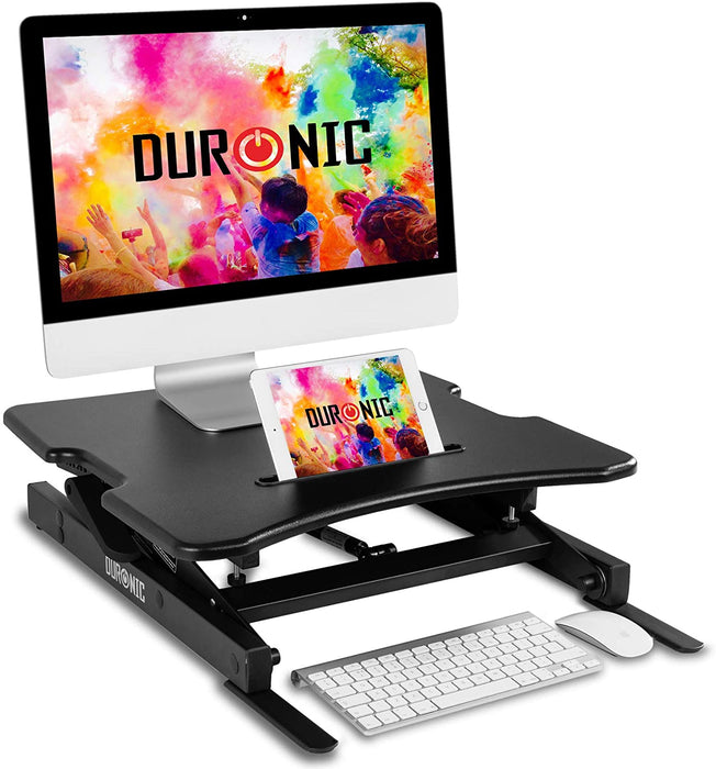 Duronic DM05D18 BK Postazione da lavoro per computer con ampia piattaforma 55 cm scrivania ufficio per pc monitor tastiera altezza regolabile da 15 a 42 cm