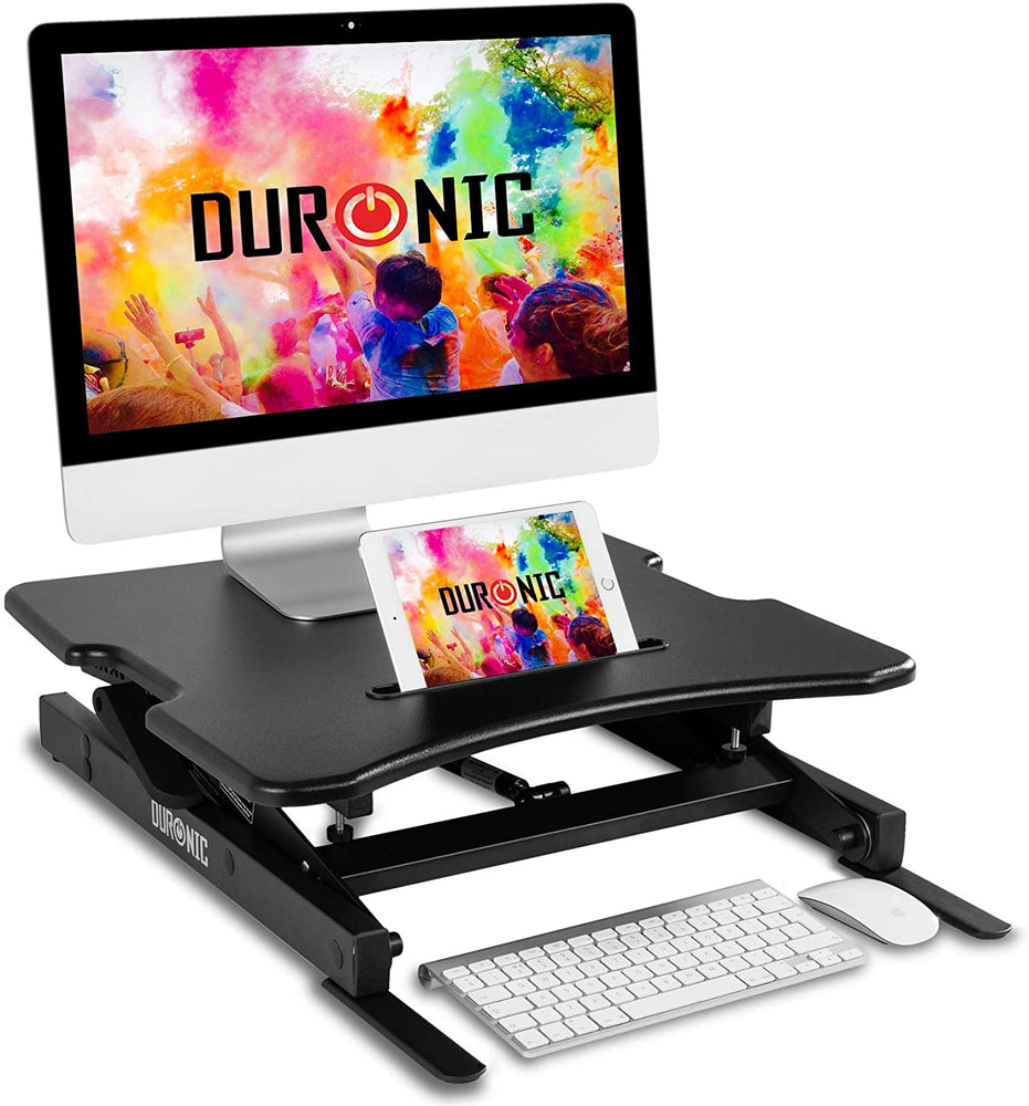 Duronic DM05D18 BK Postazione da lavoro per computer con ampia piattaforma 55 cm scrivania ufficio per pc monitor tastiera altezza regolabile da 15 a 42 cm