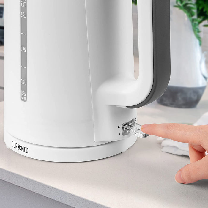 Duronic EK17 BK Bollitore acqua elettrico 2200W | Capacità 1,7 L | Spegnimento automatico | Base rotazione 360° | Filtro anticalcare | Bolli acqua bianco | Per Acqua Tè Tisane Caffè | Compatto