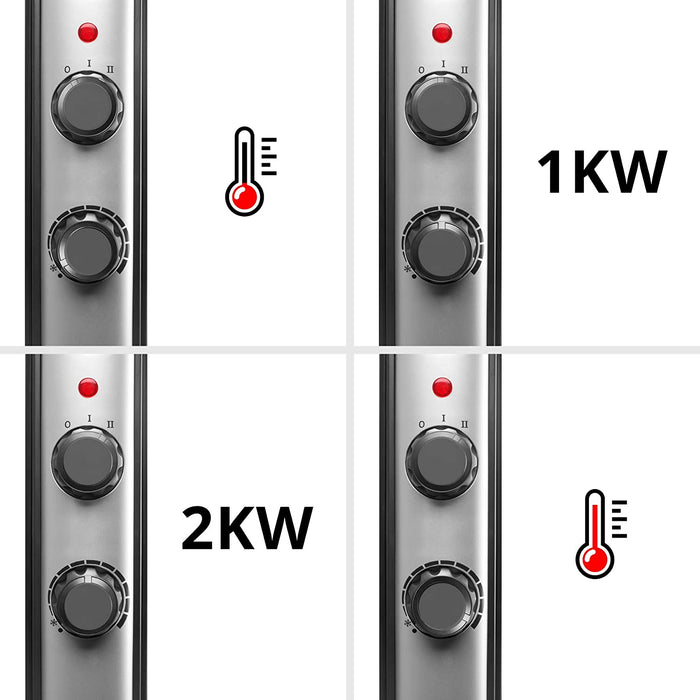 Duronic HV220 BK Stufa elettrica con pannelli in mica 2000 W  Termoconvettore con termostato integrato  2 funzioni di riscaldamento - Riscaldatore Micatermico a basso consumo - Riscaldamento rapido