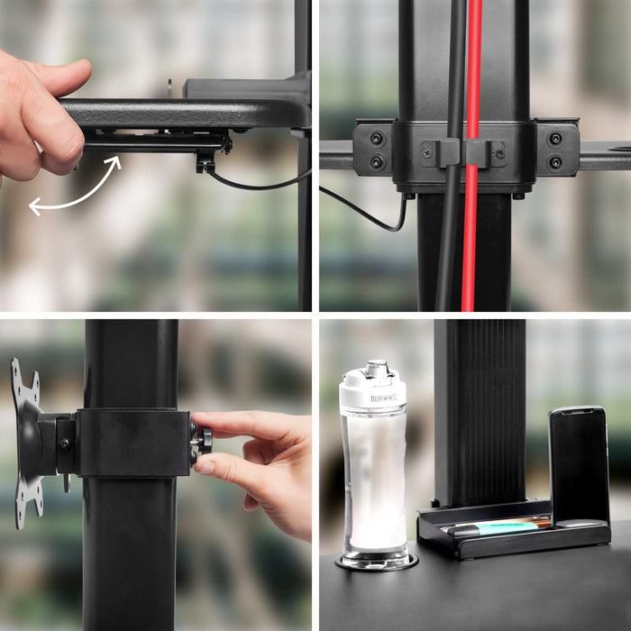 Duronic DM05D15 BK Postazione Lavoro  Altezza regolabile 7-44cm - Ampia Piattaforma 65-51cm - Portata 2kg  Scrivania ergonomica con supporto per 2 schermi - Lavorare in Piedi o seduti