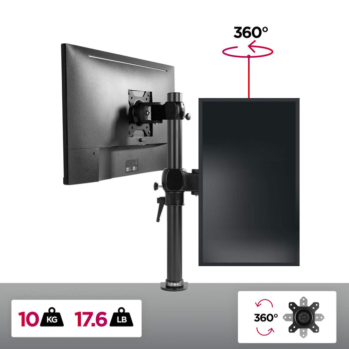 Duronic DM351X1 BK Braccio per un monitor da 13 a 27 pollici | Supporto per schermo singolo | Inclinazione e altezza regolabile | VESA 75 100 | Supporto monitor PC ergonomico con morsetto