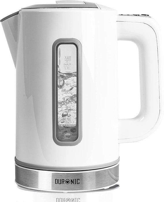 Duronic EK30 WE Bollitore acqua elettrico 2200W | Capacità 1,5 L | Temperatura regolabile da 40°C a 100°C | Spegnimento automatico | Funzione mantenimento temperatura | Per Acqua Tè Caffè | Bianco