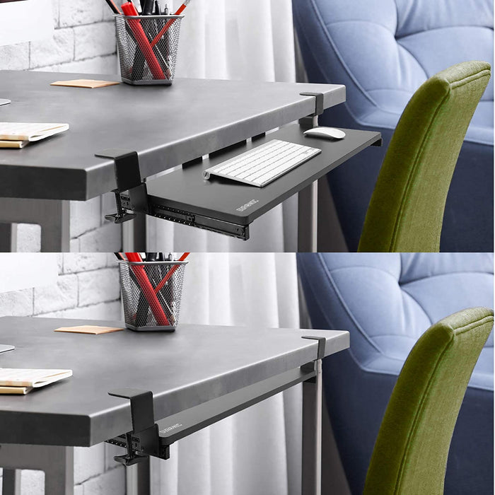 Duronic DKTPX2 Piattaforma per tastiera | Vassoio per tastiera e mouse | Supporto per tastiera con morsetto| Soluzione ergonomica per scrivania e postazione da lavoro | Vassoio estraibile