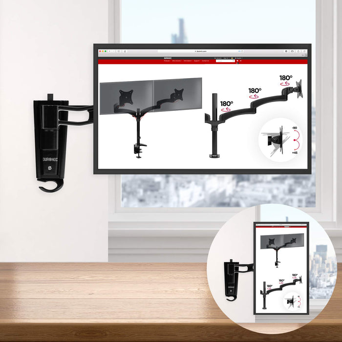 Duronic DM35W1X2 Supporto monitor da parete | Per schermi da 13 a 30 pollici | Inclinazione regolabile | Capacità 20 kg |VESA 70 100 | Supporto ergonomico murale | Con ganci gestione cavi | Universale