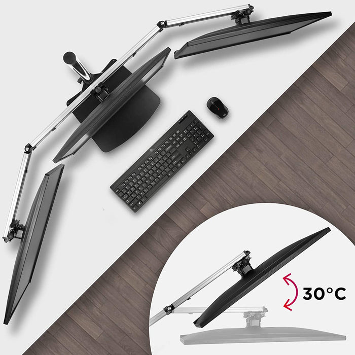 Duronic DM756 Supporto per 6 monitor - Base in acciaio per schermi fino a 24" - Altezza regolabile - Guida in alluminio per schermi fino a 5 kg - Inclinazione +/-15° - Rotazione schermi 360°