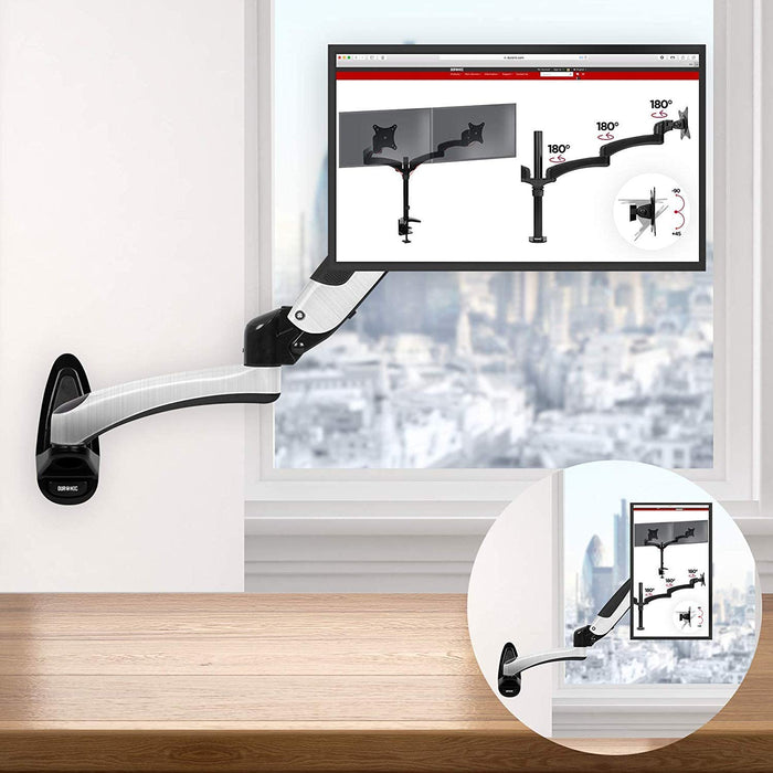 Duronic DM65W1X2 Supporto monitor da parete | Per schermi da 15 a 27 pollici | Inclinazione regolabile | Capacità 8 kg |VESA 70 100 | Supporto ergonomico murale | Con ganci gestione cavi | Universale