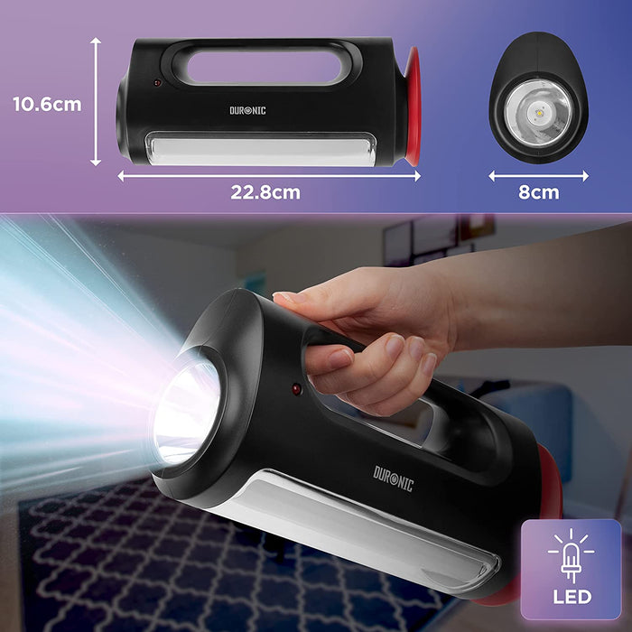 Duronic RL13 Torcia elettrica ricaricabile 2 in 1 | Lampada potente 5W | Torcia 240 Lumen | 10h di utilizzo | Fissaggio a muro | Flashlight per Campeggio Trekking Emergenza