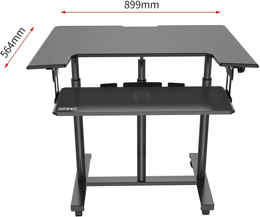 Duronic DM03ST1 BK Postazione di Lavoro  Postazione di Lavoro Portatile - Per Monitor e Notebook con Supporto per Tastiera  Altezza Regolabile 77 - 119.5 cm  Compatibile con Supporti monito Duronic