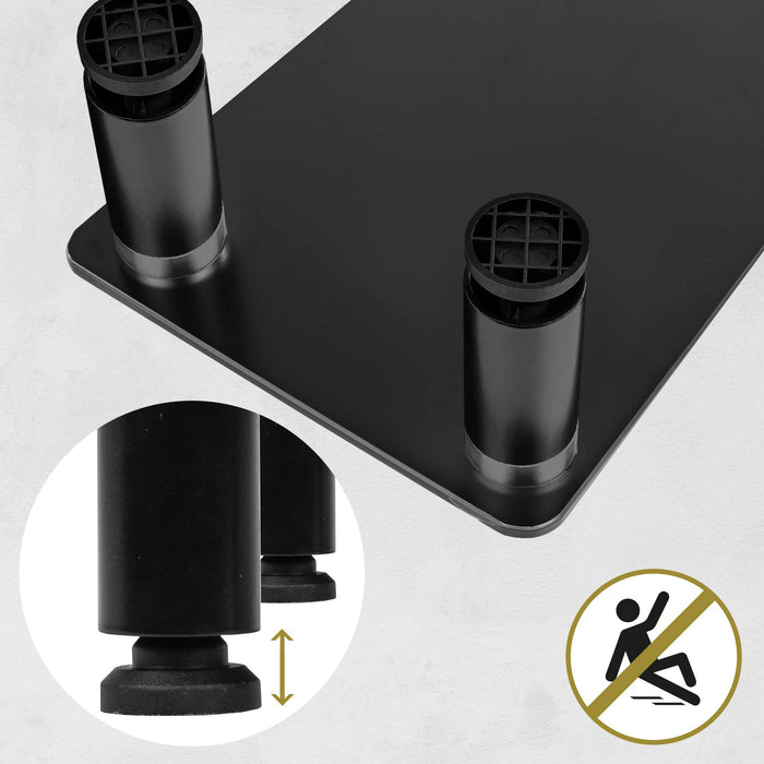 Duronic DM052-2 Supporto monitor scrivania dimensioni 56 x 24 cm - Supporto da tavolo regolabile per monitor e Laptop - Vetro temperato nero - Capacità 20kg - Mensola ergonomica per scrivania