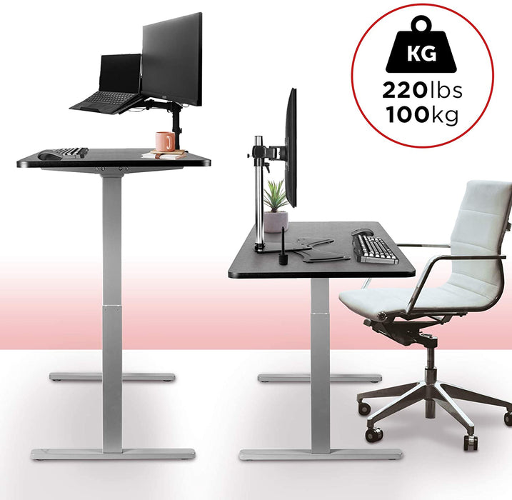 Duronic TM22 GY Telaio per scrivania elettrico - Altezza regolabile 71 - 116 cm - Postazione di lavoro ergonomica  Funzione memoria - 2 Livelli - Meccanismo doppio di sollevamento - Argento