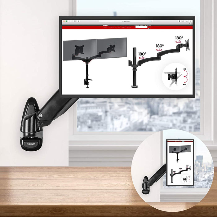 Duronic DM55W1X1 Supporto monitor da parete | Per schermi da 15 a 27 pollici | Inclinazione regolabile | Capacità 7,8kg |VESA 70 100 | Supporto ergonomico murale | Con ganci gestione cavi | Universale