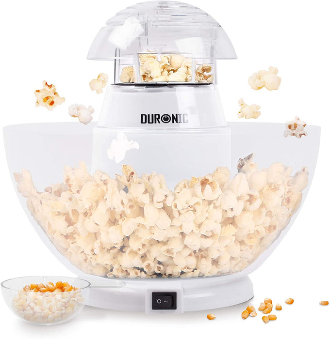 Duronic POP50 WE Macchina per Popcorn ad aria calda bianca  Capacità di 50 g con ciotola rimovibile  Senza grassi o oli  Pop-corn senza olio  Basso contenuto calorico