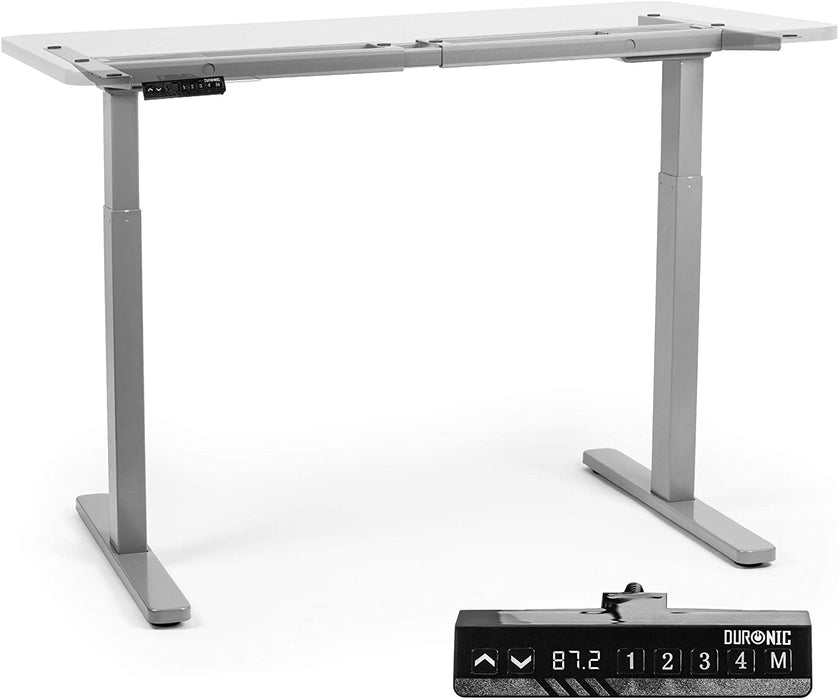 Duronic TM22 GY Telaio per scrivania elettrico - Altezza regolabile 71 - 116 cm - Postazione di lavoro ergonomica  Funzione memoria - 2 Livelli - Meccanismo doppio di sollevamento - Argento
