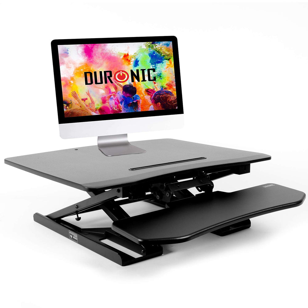 Duronic DM05D6 BK Postazione da lavoro per computer con ampia piattaforma 80 cm scrivania ufficio per pc monitor tastiera  altezza regolabile da 11 a 43 cm  compatibile con supporti monitor