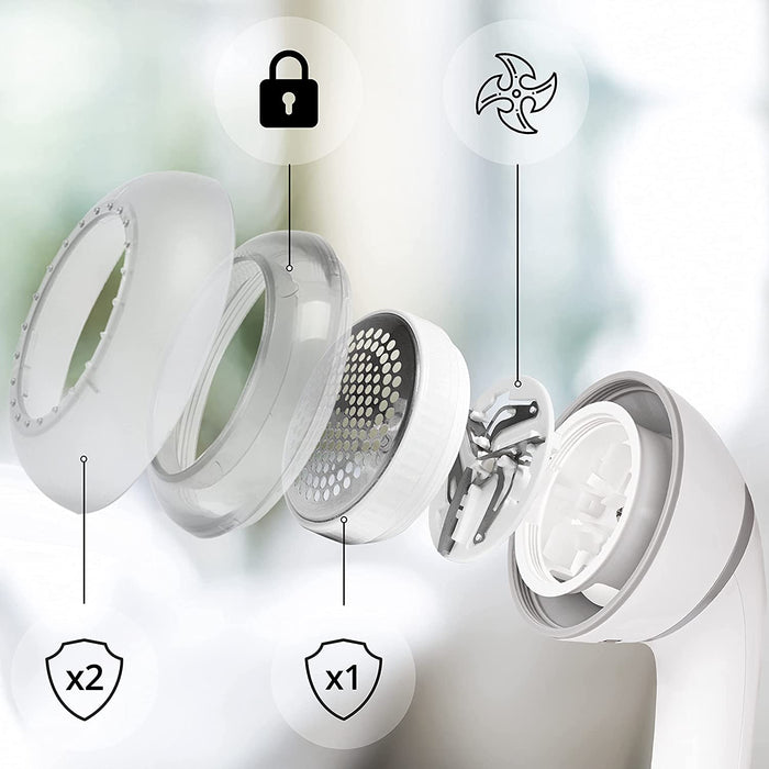 Duronic FS16USB Rasoio tessuti, Debobbler, Rimuove pelucchi dai vestiti, Levapelucchi elettrico, Manico girevole, Levapelucchi ricaricabile USB, Levapelucchi con custodia, Ravviva vecchi maglioni