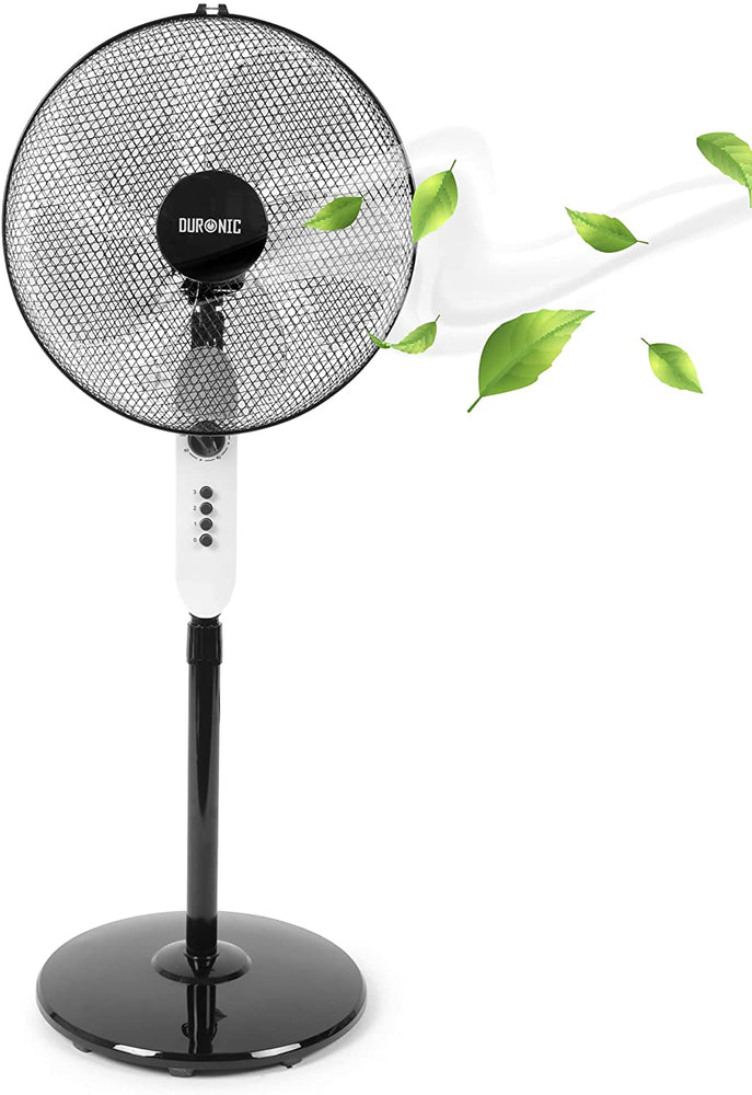 Duronic FN45 Ventilatore a piantana 60W | 3 velocità | 120 a 140 cm regolabile in altezza | 5 Pale ultra silenzioso con timer fino a 1h | Ventola oscillante | Base circolare | Per uso notturno