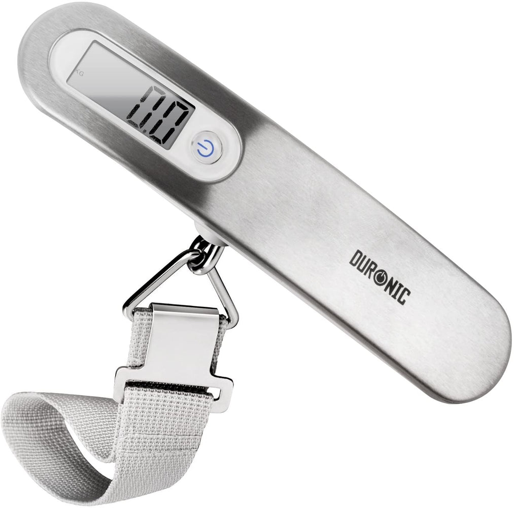 Duronic LS1013 Bilancia digitale pesa valigia - Pesa bagaglio da viaggio fino a 50kg - Cinghia e gancio resistenti - Batterie incluse - Compatto e portatile - Pesa trolley