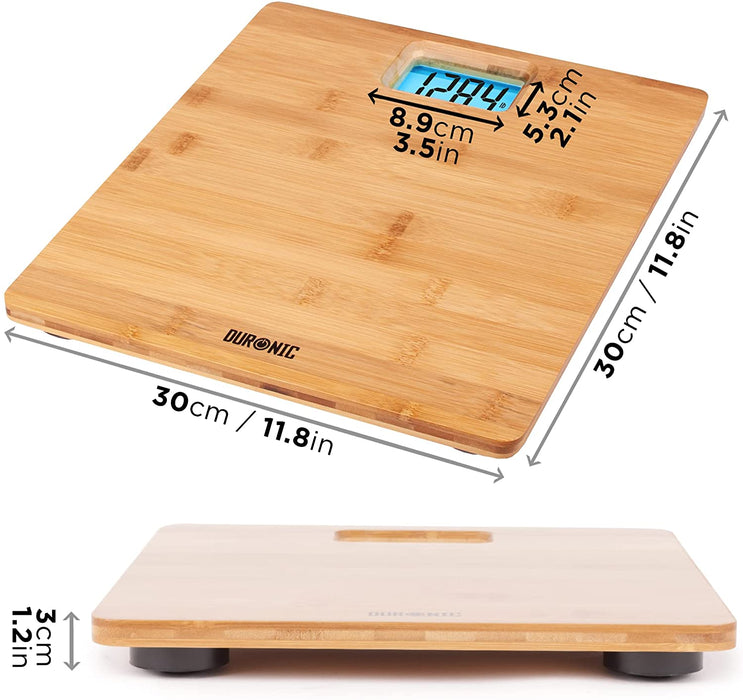 Duronic BS504 Bilancia pesapersone Digitale in Bambù | Capacità 180kg | Bilancia Digitale con Schermo LCD grande retroilluminato | Ecologico | Bilancia ad Alta precisione con Tecnologia Step-on