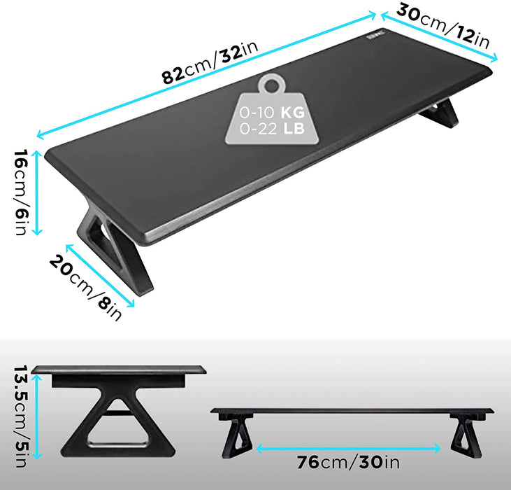 Duronic DM06-2 BK Supporto monitor scrivania dimensioni 81 x 30 cm - Supporto da tavolo altezza 15 cm per monitor e Laptop - Capacità 10kg - Mensola ergonomica per scrivania