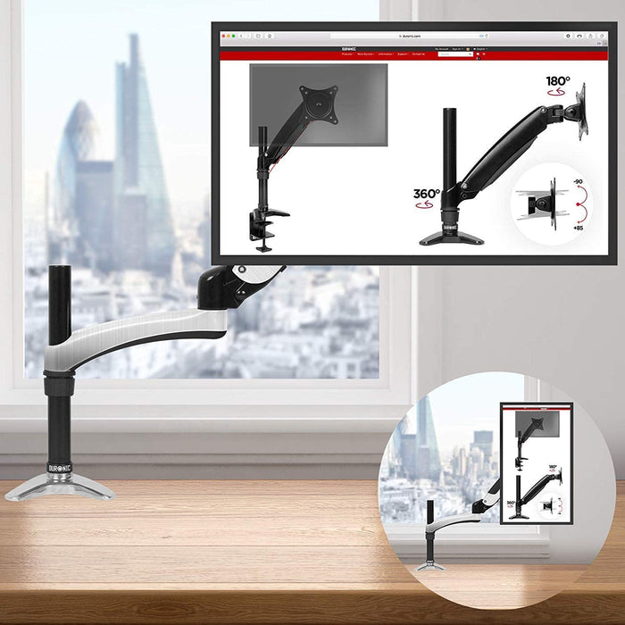 Duronic DM651X2 BK Braccio per un monitor da 15 a 27 pollici | Supporto per schermo singolo | Inclinazione e altezza regolabile | VESA 75 100 | Supporto monitor con tensione gas per PC | Con morsetto